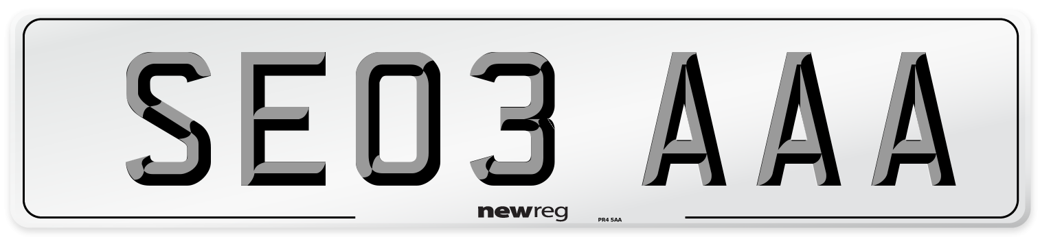 SE03 AAA Number Plate from New Reg